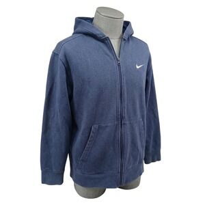 Nike Boys Navy Blue Full Zip Hoodie Fleece Sweatshirt Large 14-16 Swoosh Logo